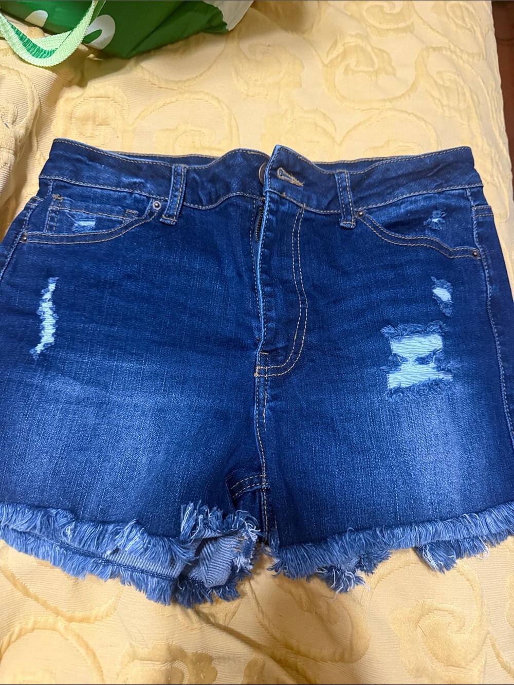 Wax Jean Dark Blue Distressed Denim Shorts